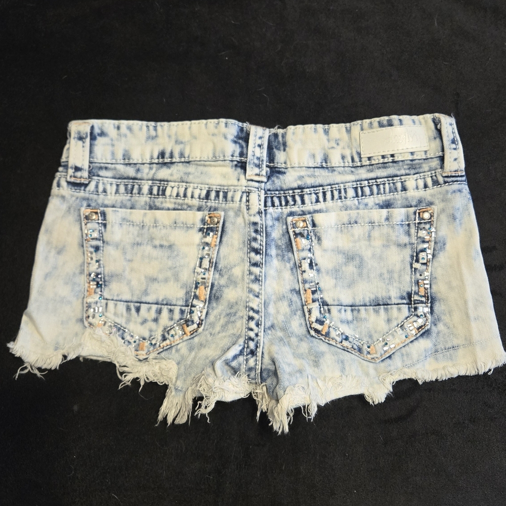 Daytrip Light Blue Distressed Jean Shorts